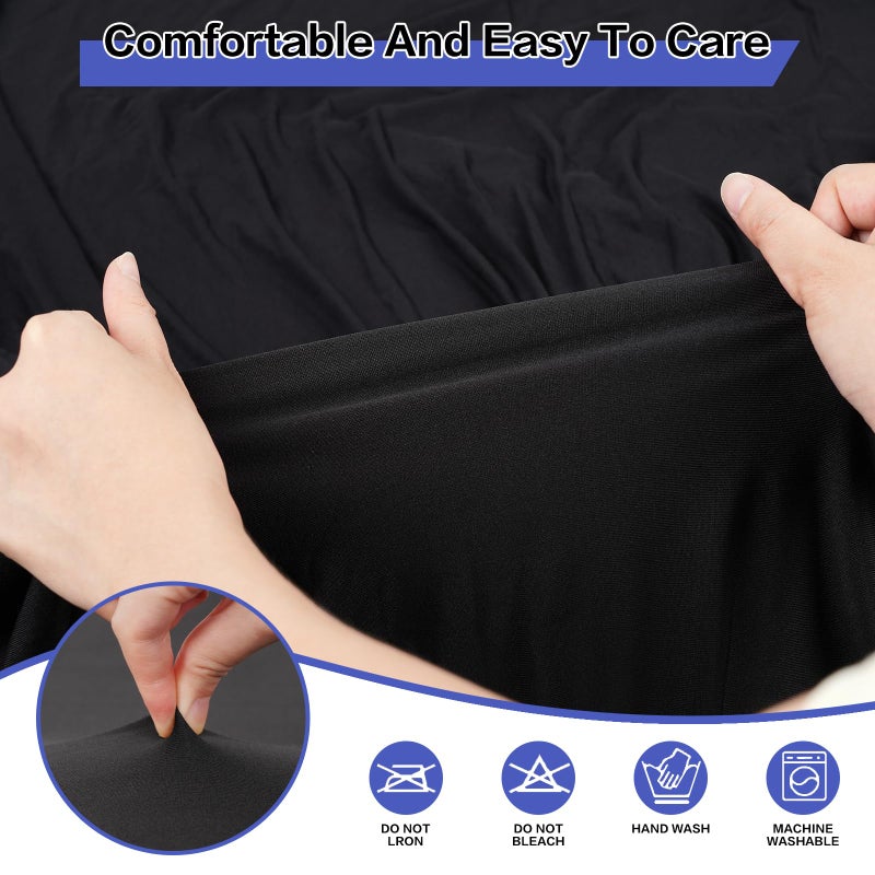 GFCC 4FT Table Black Round Stretch Tablecloth Spandex Fitted Stretchable Elastic Tablecloth - Image 4